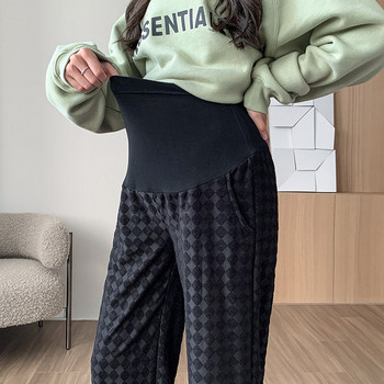Дълъг панталон за бременни с висока талия и джобове 