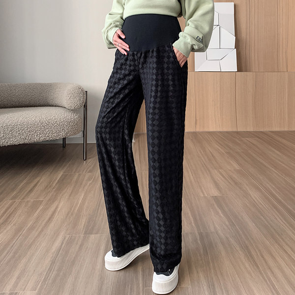 Hosszú kismamanadrág magas derékkal és zsebekkel