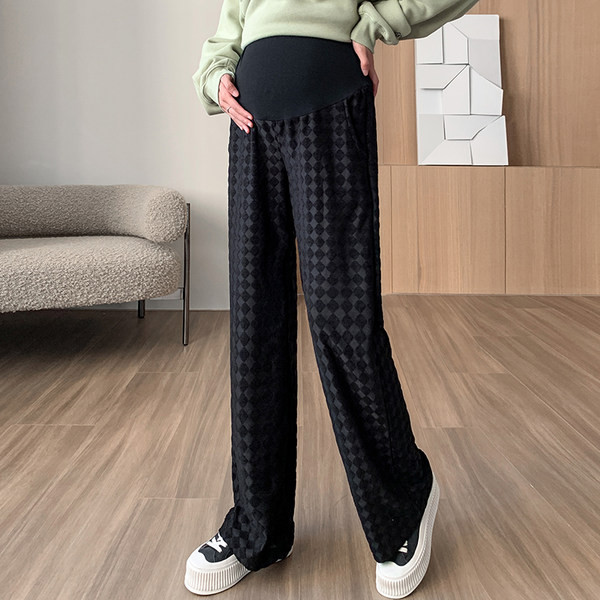 Hosszú kismamanadrág magas derékkal és zsebekkel