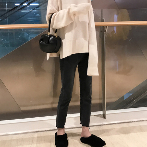 Ženske duge hlače za trudnice - visokog struka čistog uzorka