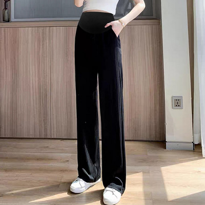 Széles szárú kismamanadrág magas derékkal és zsebekkel