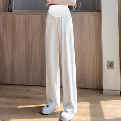 Széles szárú kismamanadrág magas derékkal és zsebekkel