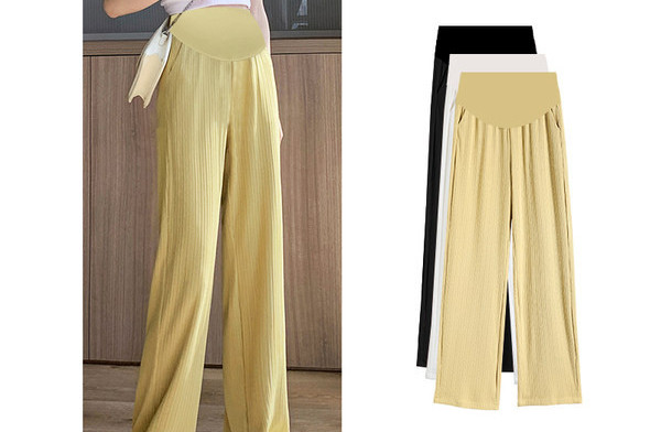 Széles szárú kismamanadrág magas derékkal és zsebekkel