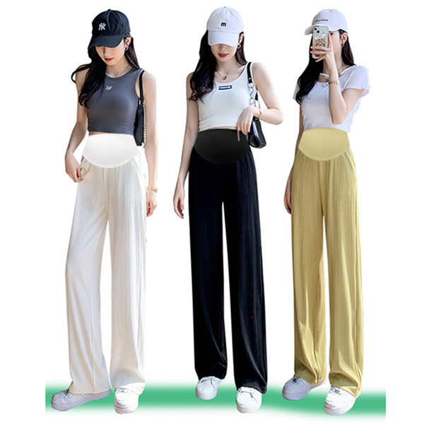 Széles szárú kismamanadrág magas derékkal és zsebekkel