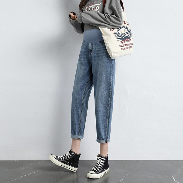 Naiste kõrge vöökohaga taskutega rasedapüksid