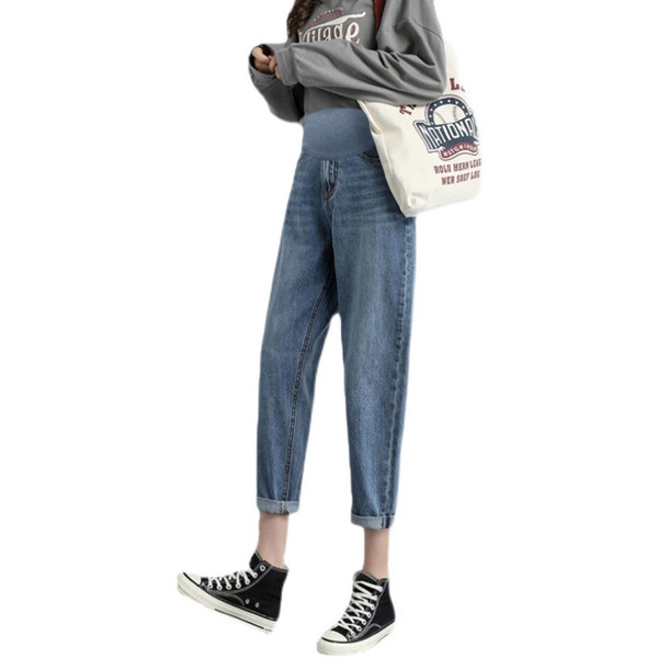 Naiste kõrge vöökohaga taskutega rasedapüksid