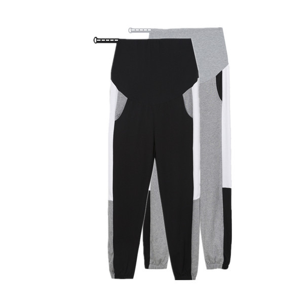 Női sportnadrág magas derékkal és zsebekkel terhes nők számára