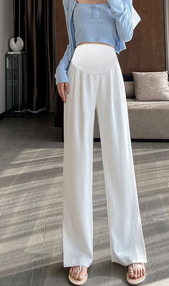 Дълги дамски панталони за бременни жени с висока талия - свободен модел