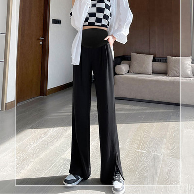 Női hosszú nadrág terhes nőknek magas derékkal - bő mintával