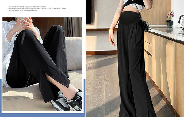 Női hosszú nadrág terhes nőknek magas derékkal - bő mintával