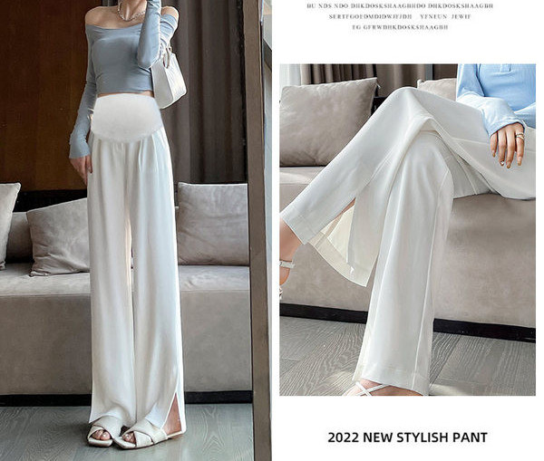 Női hosszú nadrág terhes nőknek magas derékkal - bő mintával