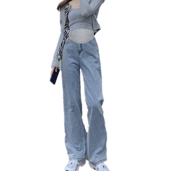 Γυναικείο παντελόνι εγκυμοσύνης με φαρδιά ζώνη και τσέπες