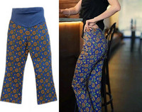 Εφαρμοσμένο ψηλόμεσο παντελόνι εγκυμοσύνης με φλοράλ μοτίβα