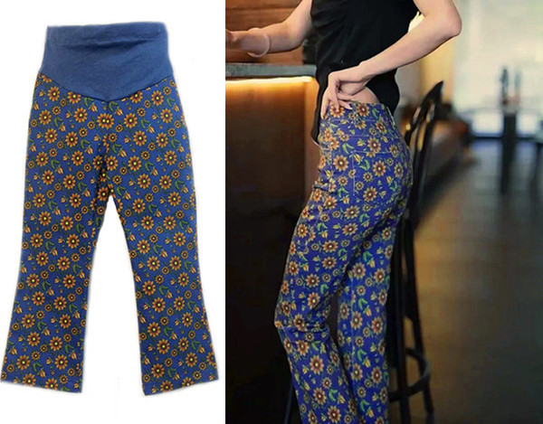 Εφαρμοσμένο ψηλόμεσο παντελόνι εγκυμοσύνης με φλοράλ μοτίβα