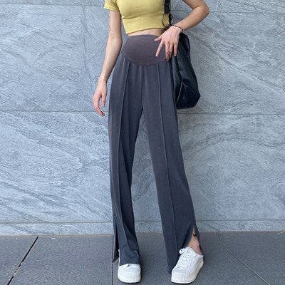 Παντελόνι εγκυμοσύνης με ψηλή μέση και σκίσιμο στο πλάι