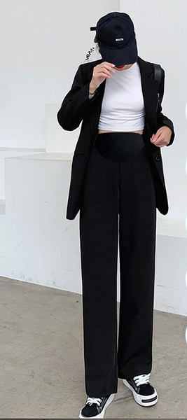 Елегантен дамски панталон с широк колан с джоб за бременни 