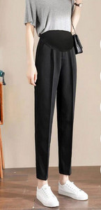 Μαύρο γυναικείο φαρδύ ελαστικό παντελόνι εγκυμοσύνης