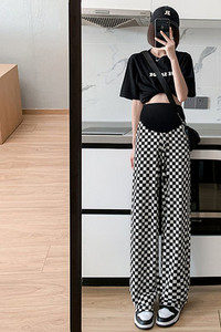 Női hosszú nadrág terhes nők számára, magas derékkal