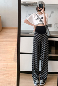 Női hosszú nadrág terhes nők számára, magas derékkal