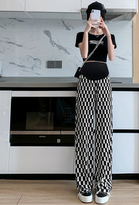 Női hosszú nadrág terhes nők számára, magas derékkal