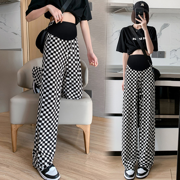 Női hosszú nadrág terhes nők számára, magas derékkal