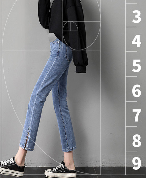 Női alkalmi sztreccs kismama hasított farmernadrág