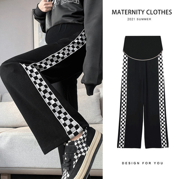 Ženske duge hlače za trudnice - sportski visoki struk