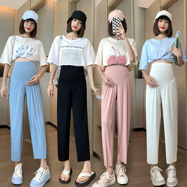 Casual Γυναικείο φαρδύ παντελόνι με φαρδιά ζώνη σε διάφορα χρώματα για τη μητρότητα