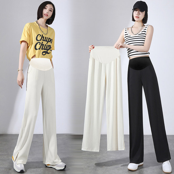 Elegáns női kismamanadrág hasítással