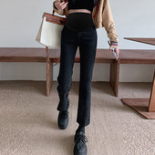 Női lezser, magas derekú hasított zsebes kismamanadrág