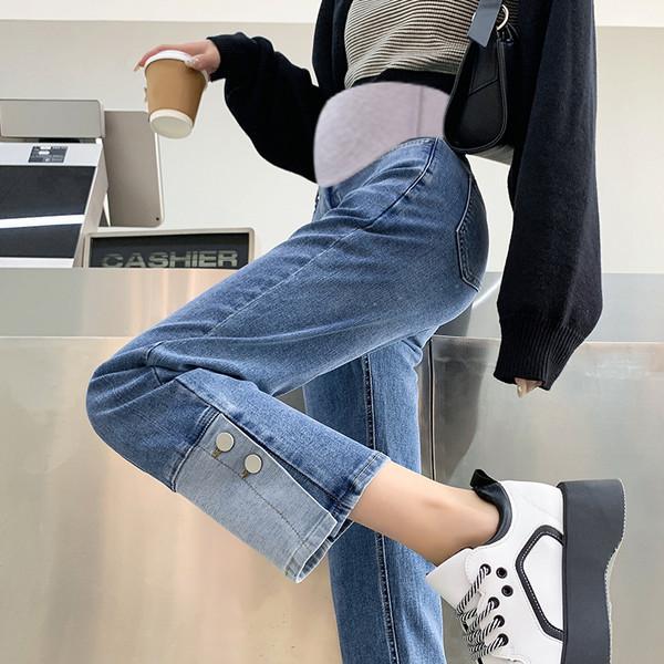 Casual γυναικείο παντελόνι εγκυμοσύνης με σκίσιμο