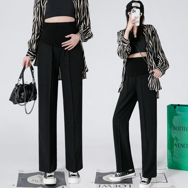 Κομψό μαύρο παντελόνι εγκυμοσύνης με τσέπες