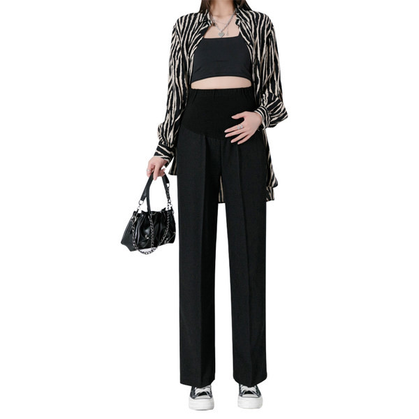 Κομψό μαύρο παντελόνι εγκυμοσύνης με τσέπες