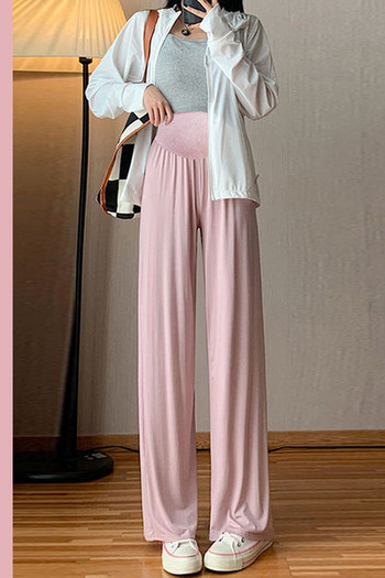 Свободен модел летен панталон за бременни с висока талия 