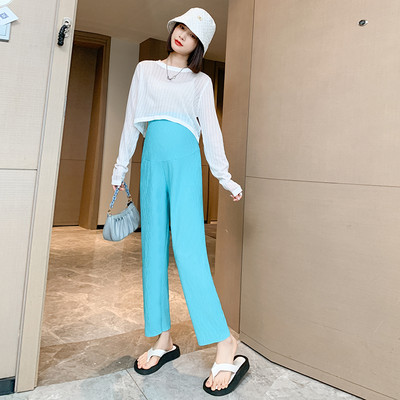 Lezser, magas derekú kismama egyenes szárú nadrág