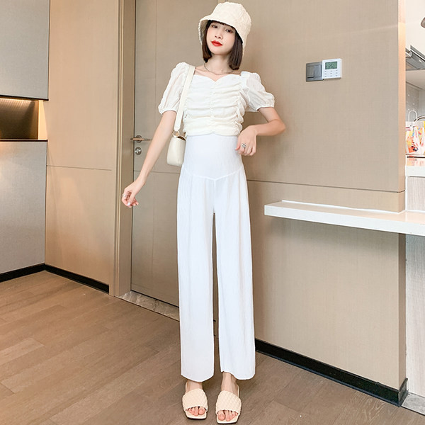 Lezser, magas derekú kismama egyenes szárú nadrág