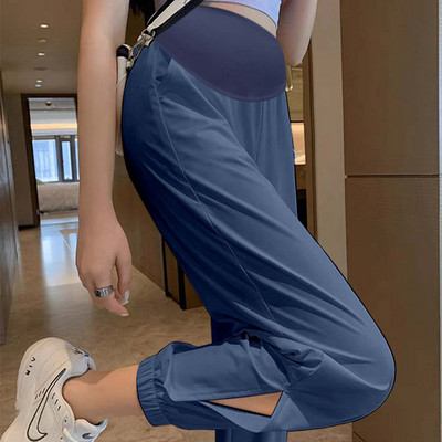 Дамски панталон с висока талия и джобове за бременни