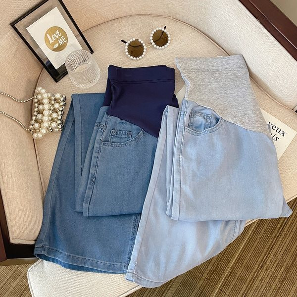 Női hosszú nadrág terhes nőknek magas derékkal - bő mintával