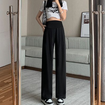 Duge hlače za trudnice s visokim strukom - slim labavi uzorak