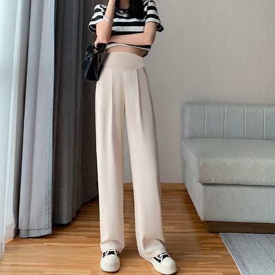 Duge hlače za trudnice s visokim strukom - slim labavi uzorak