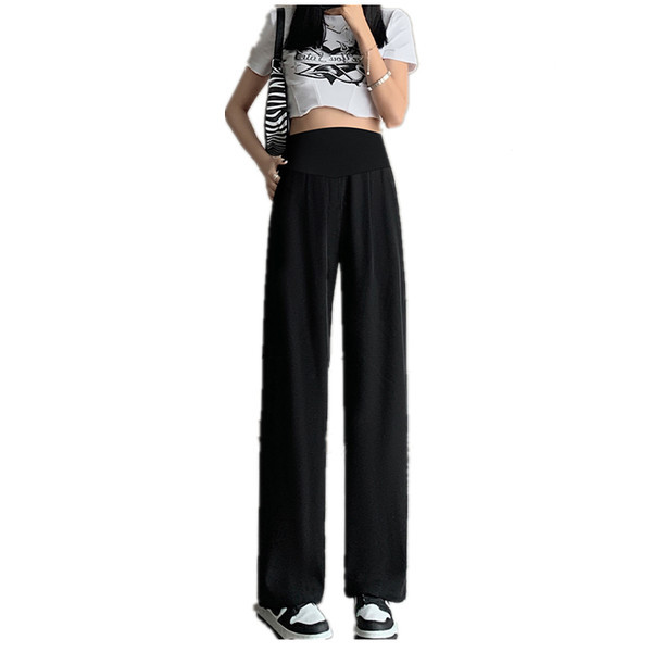 Duge hlače za trudnice s visokim strukom - slim labavi uzorak