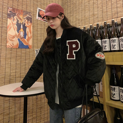 Női őszi kabát bő mintával - cipzárral