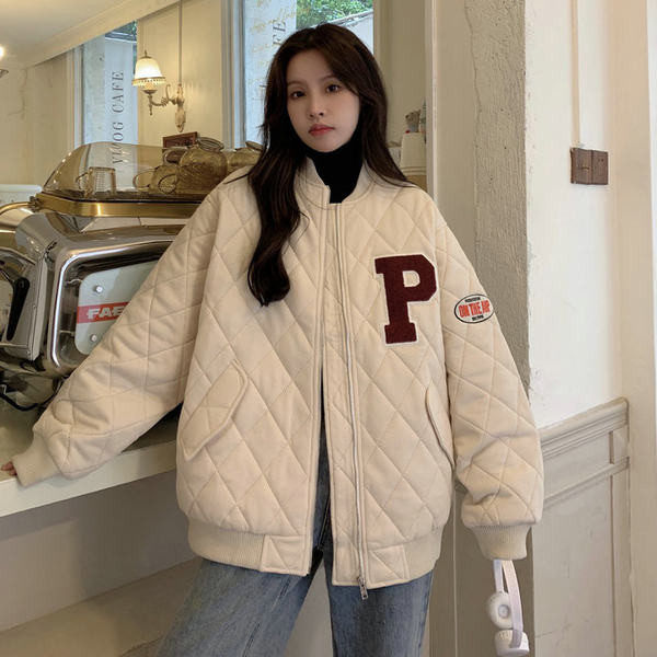 Női őszi kabát bő mintával - cipzárral