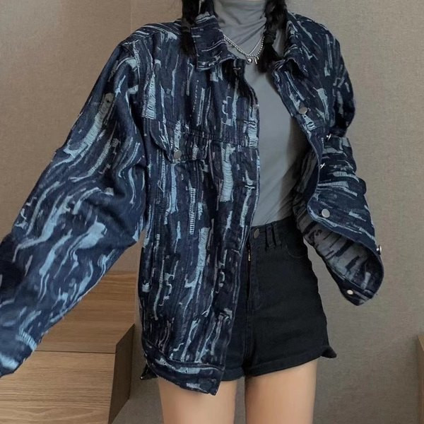 Női őszi kabát - farmer bő modell