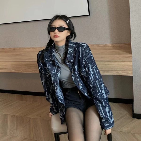 Női őszi kabát - farmer bő modell