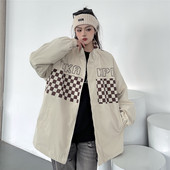 Őszi női kabát bő mintával - cipzárral