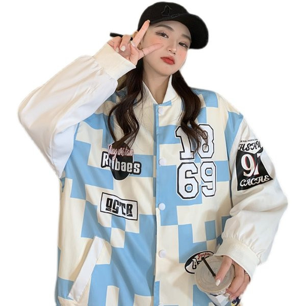 Női őszi mintás kabát számokkal