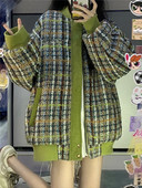 Дамско есенно яке със свободен модел - закопчаване с цип и копче