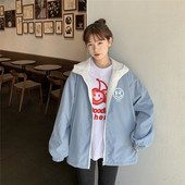 Női őszi kabát mintával és cipzárral