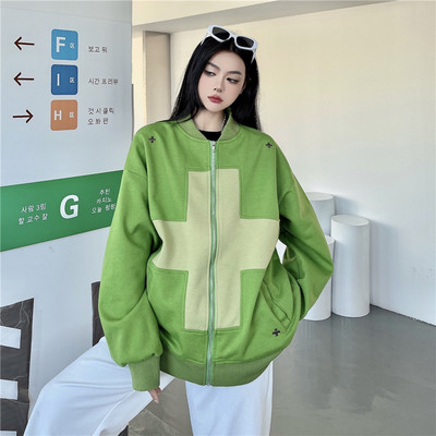 Bő szabású női baseball kabát - cipzárral